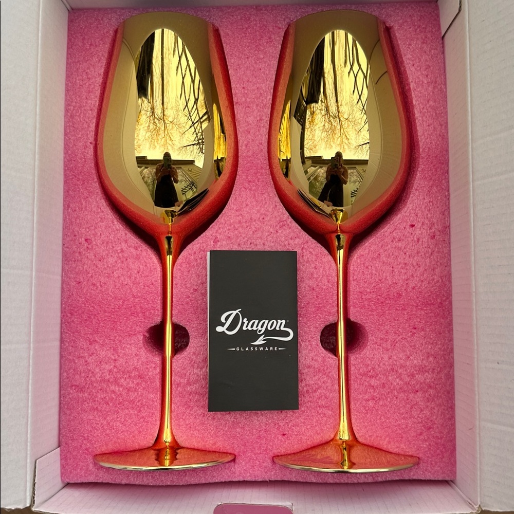 Barbie Dreamhouse Gold Wine Glasses - Set of 2